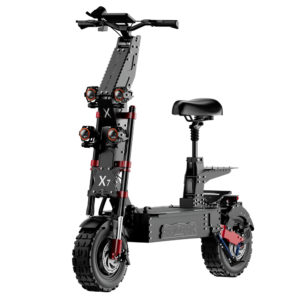 Side view of obarter x7 8000w electric scooter with adjusted seat