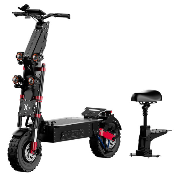 Side view and extra seat of obarter x7 8000w electric scooter for adults