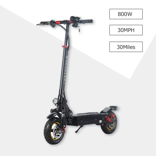 Side view of obarter x1 800w electric scooter for adults with Watt MPH and Miles information