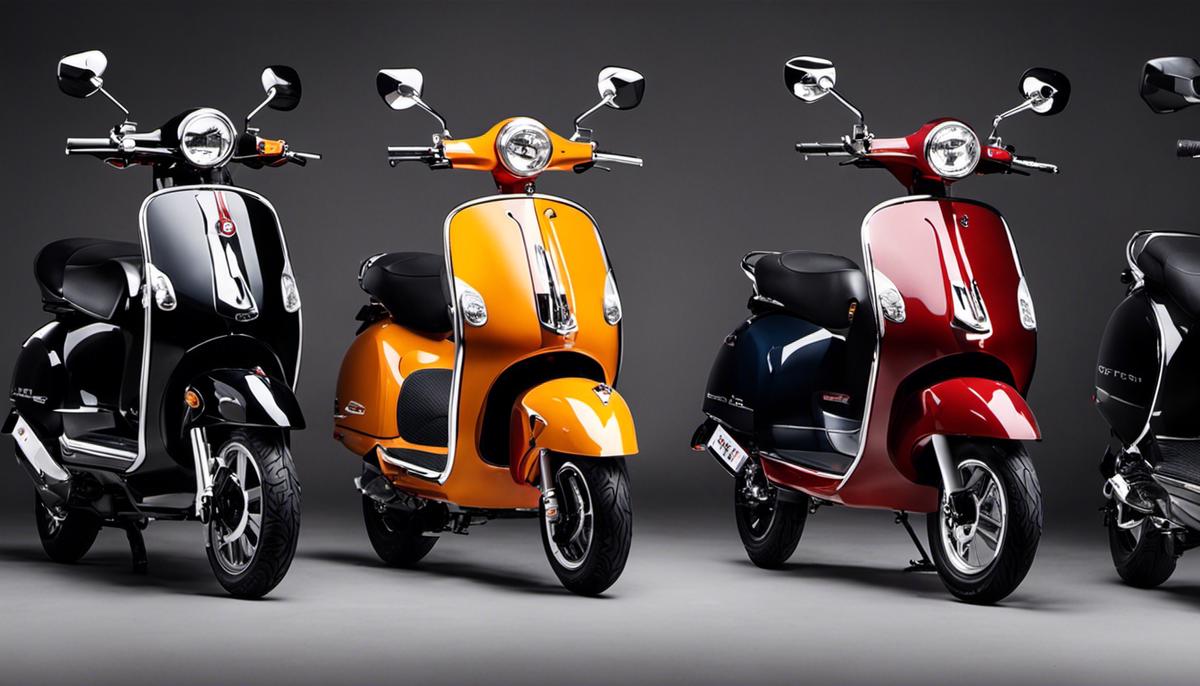 An image showcasing different models of Obarter Scooters with varying features and prices