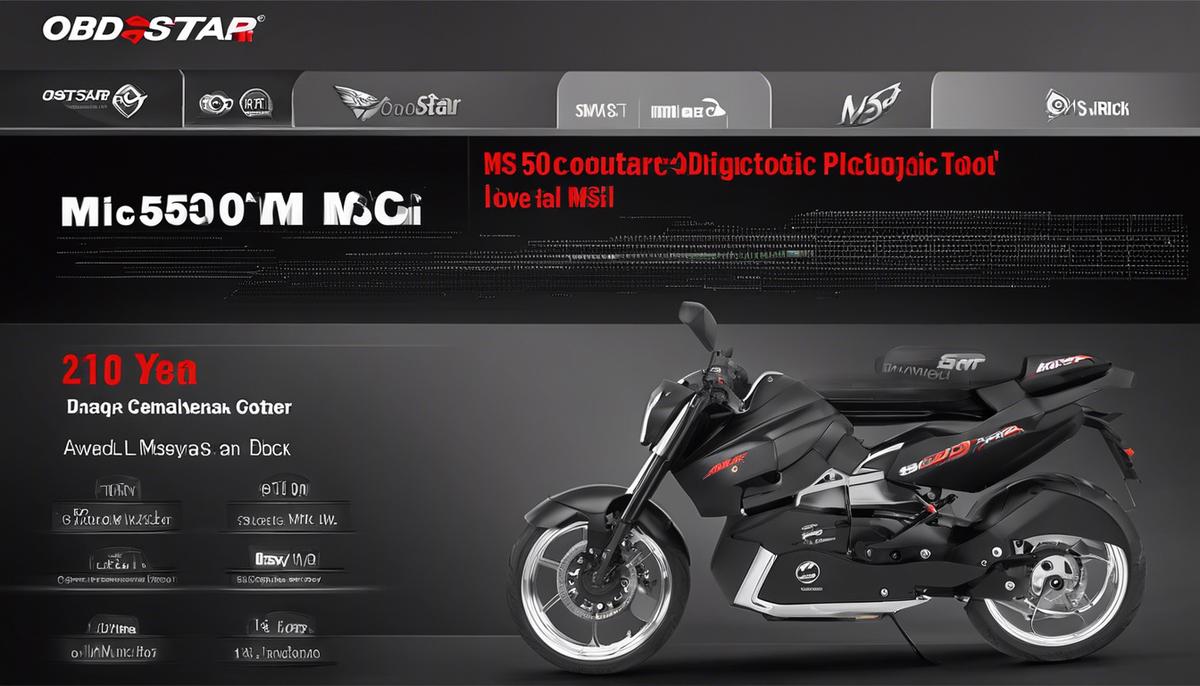 Image of the OBDSTAR MS50 motorcycle diagnostic tool, showcasing its sleek design and advanced features.
